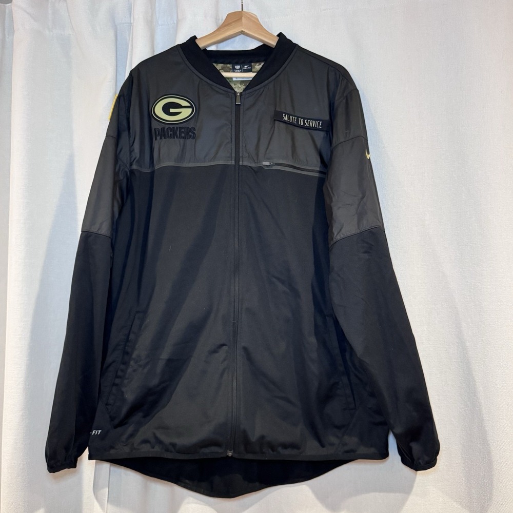 Nike Green Bay Packers Salute To Service Jacket Full Zip XL NFL Dri-Fit Military